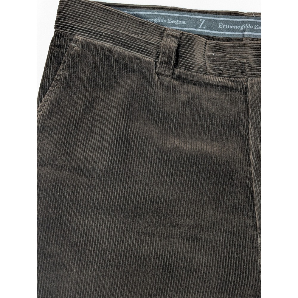 Ermenegildo Zegna Straight Leg Dark Brown Mens Corduroy Pants Size‎ 36